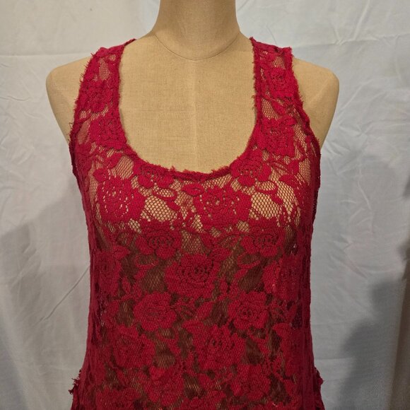 FREE PEOPLE RED LACE DRESS - Picture 2 of 11